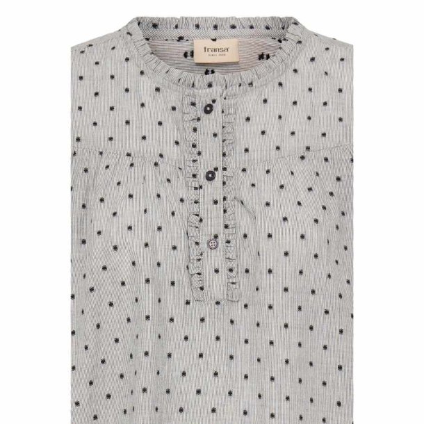 Fransa bluse med prikker og fl�sedetaljer