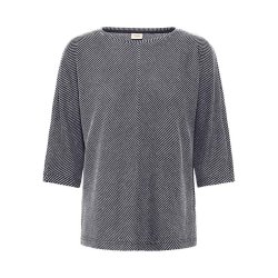 Fransa m�rkebl� og hvid stribet T-shirt med 3/4-�rmer
