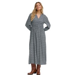 Mnstret navy/hvid lang kjole fra Fransa