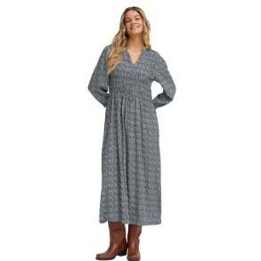 Mnstret navy/hvid lang kjole fra Fransa