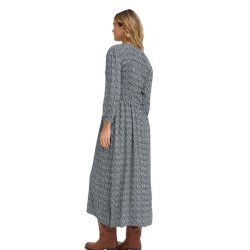 Mnstret navy/hvid lang kjole fra Fransa