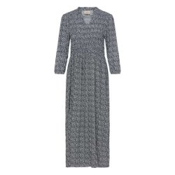 Mnstret navy/hvid lang kjole fra Fransa