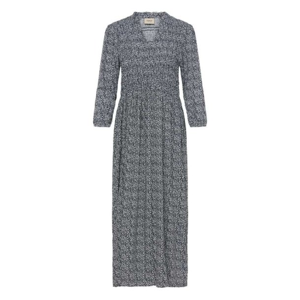 Mnstret navy/hvid lang kjole fra Fransa