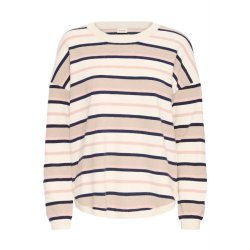 Stribet Fransa strikbluse i rosa og navy