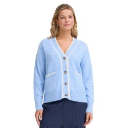 Fransa FRKENDRA lysebl� cardigan med kontrastkanter