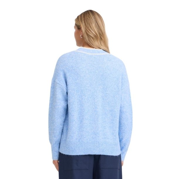 Fransa FRKENDRA lysebl� cardigan med kontrastkanter