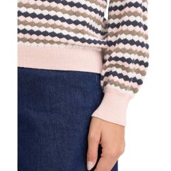 Fransa strikbluse i rosa og marine nuancer