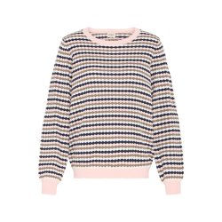 Fransa strikbluse i rosa og marine nuancer