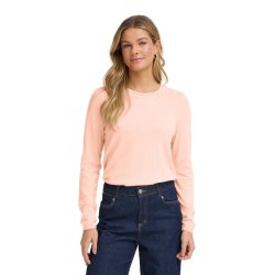 Fransa lys rosa strikbluse med rund hals