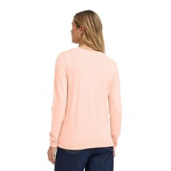 Fransa lys rosa strikbluse med rund hals