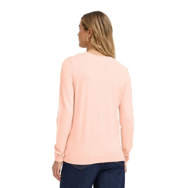 Fransa lys rosa strikbluse med rund hals