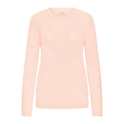 Fransa lys rosa strikbluse med rund hals