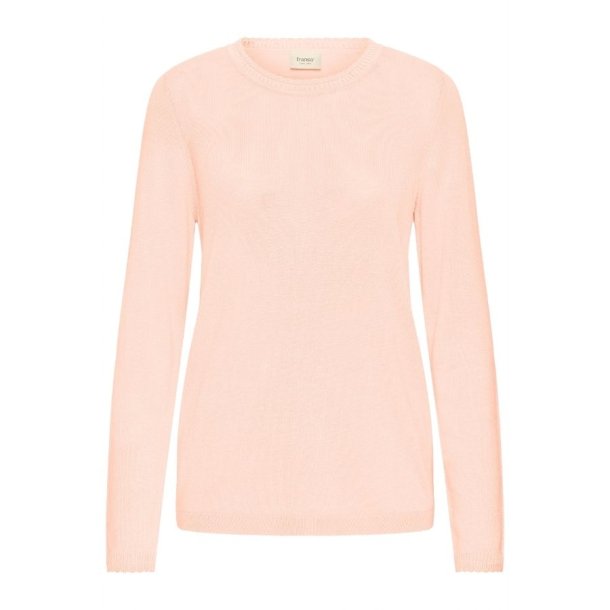 Fransa lys rosa strikbluse med rund hals