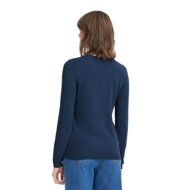 Fransa marinebl strikbluse med rund hals