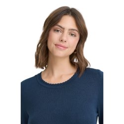 Fransa marinebl strikbluse med rund hals