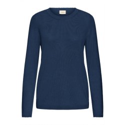 Fransa marinebl strikbluse med rund hals