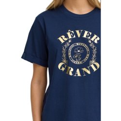 Marinebl Fransa T-shirt med guldprint