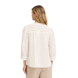 Fransa bluse i creme med fine lodrette striber og 3/4-�rmer