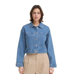 Bl� denimjakke fra Fransa model 20617546 i bomuld med str�k