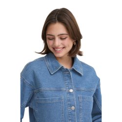 Bl� denimjakke fra Fransa model 20617546 i bomuld med str�k