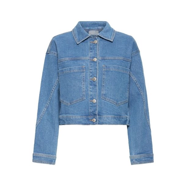 Bl� denimjakke fra Fransa model 20617546 i bomuld med str�k