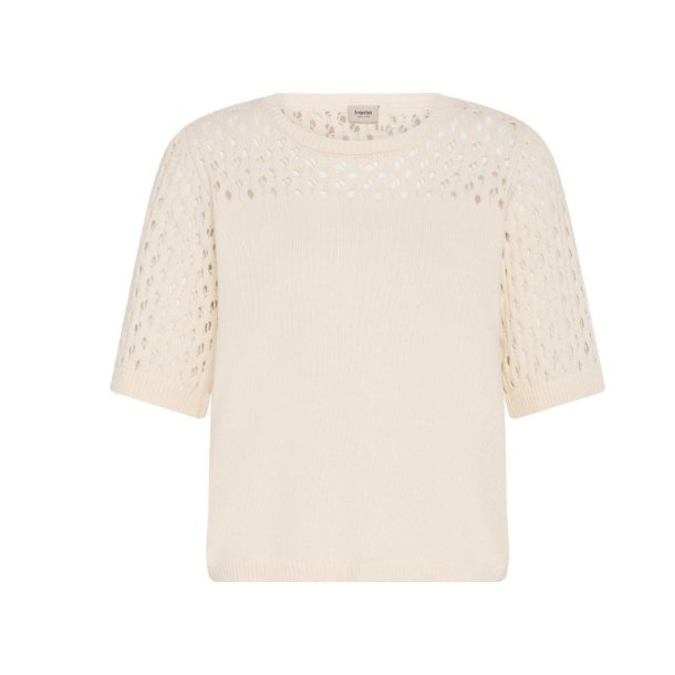 Fransa creme pullover med hulm�nster og kort �rme