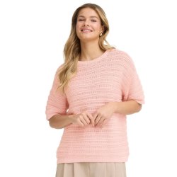 Fransa lyser�d pullover med strukturstrik og korte �rmer.