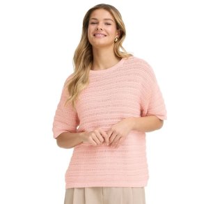 Fransa lyser�d pullover med strukturstrik og korte �rmer.