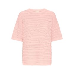 Fransa lyser�d pullover med strukturstrik og korte �rmer.