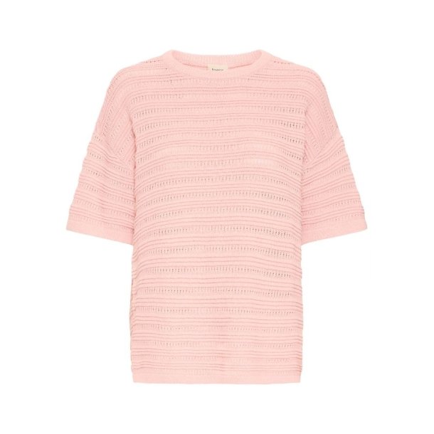 Fransa lyser�d pullover med strukturstrik og korte �rmer.