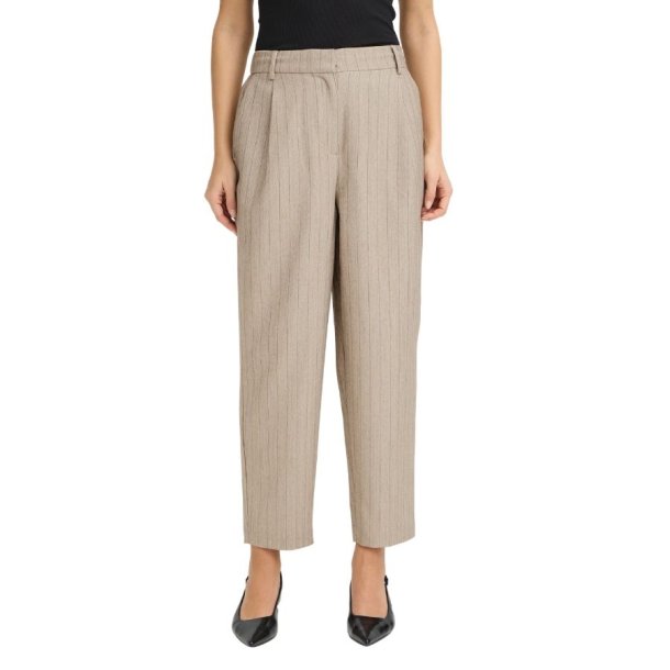 Fransa bukser i sandfarve med lodrette striber og lige ben