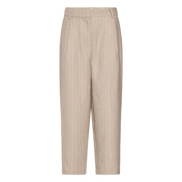 Fransa bukser i sandfarve med lodrette striber og lige ben