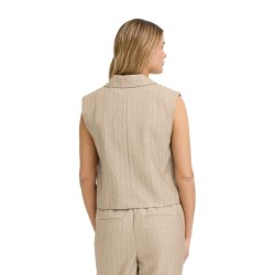 Fransa vest i sandfarve med lodrette striber og reverskrave