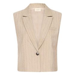 Fransa vest i sandfarve med lodrette striber og reverskrave