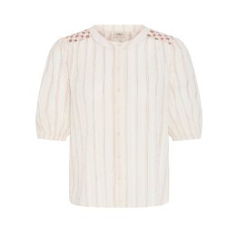 Fransa skjorte i bomuld med striber og broderi