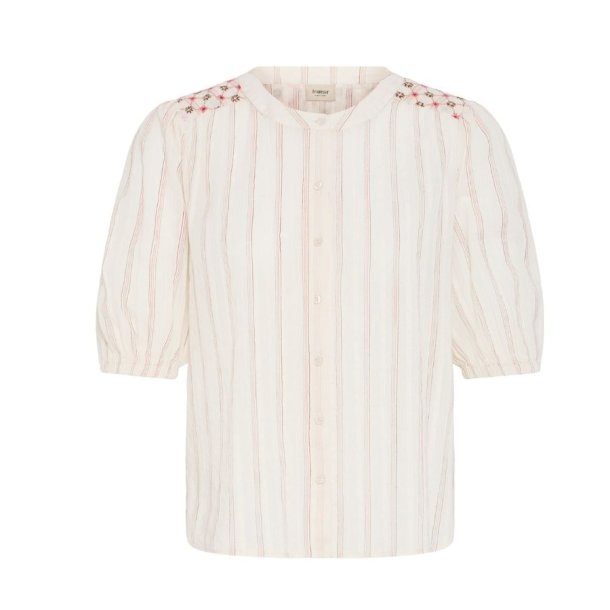 Fransa skjorte i bomuld med striber og broderi