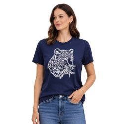 Fransa navy T-shirt med tigerprint