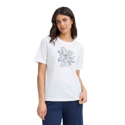 Fransa hvid T-shirt med blomsterprint foran