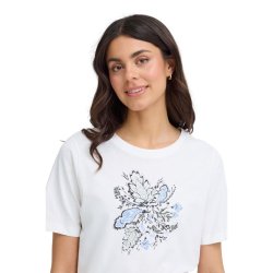 Fransa hvid T-shirt med blomsterprint foran