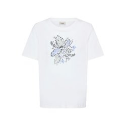 Fransa hvid T-shirt med blomsterprint foran
