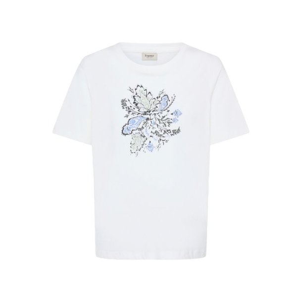 Fransa hvid T-shirt med blomsterprint foran