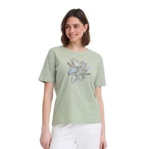 Fransa mint T-shirt med blomsterprint foran