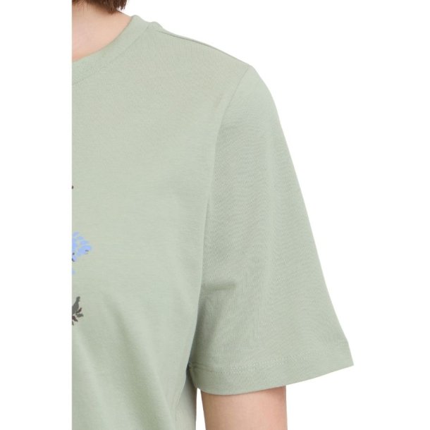 Fransa mint T-shirt med blomsterprint foran