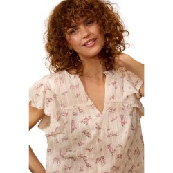 Fransa bluse med blomster og fl�ser