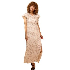 Fransa lang kjole med blomsterprint