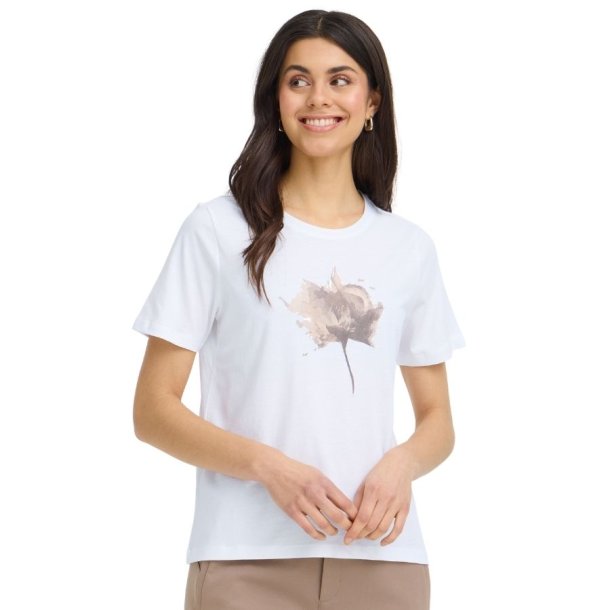 Fransa hvid T-shirt med beige print