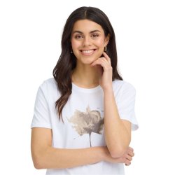 Fransa hvid T-shirt med beige print