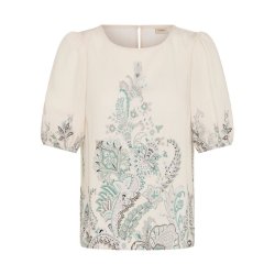 Fransa bluse med paisleyprint og korte puff�rmer.