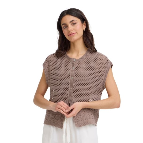 Fransa strikket cardigan i sandfarve