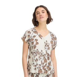 Fransa bluse med abstrakt beige print